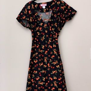 Retro Wrap Cherry Print Wrap Dress